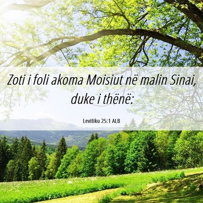 Picture 06 - Levitiku 25:1 ALB - Zoti i foli akoma Moisiut në malin Sinai, duke i - Bible Verse Picture