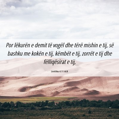 Picture 06 - Levitiku 4:11 ALB - Por lëkurën e demit të vogël dhe tërë - Bible Verse Picture