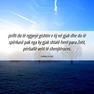 Picture 06 - Levitiku 4:6 ALB - prifti do të ngjyejë gishtin e tij në gjak dhe - Bible Verse Picture