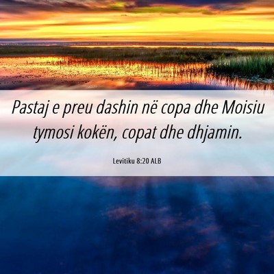Picture 06 - Levitiku 8:20 ALB - Pastaj e preu dashin në copa dhe Moisiu tymosi - Bible Verse Picture