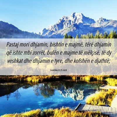 Picture 06 - Levitiku 8:25 ALB - Pastaj mori dhjamin, bishtin e majmë, tërë - Bible Verse Picture
