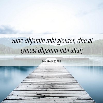 Picture 06 - Levitiku 9:20 ALB - vunë dhjamin mbi gjokset, dhe ai tymosi dhjamin - Bible Verse Picture