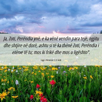 Picture 06 - Ligji i Përtërirë 1:21 ALB - Ja, Zoti, Perëndia ynë, e ka vënë vendin para - Bible Verse Picture