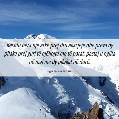 Picture 06 - Ligji i Përtërirë 10:3 ALB - Kështu bëra një arkë prej dru akacjeje dhe - Bible Verse Picture