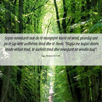 Picture 06 - Ligji i Përtërirë 15:11 ALB - Sepse nevojtarët nuk do të mungojnë kurrë në - Bible Verse Picture