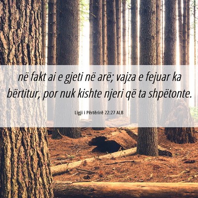 Picture 06 - Ligji i Përtërirë 22:27 ALB - në fakt ai e gjeti në arë; vajza e fejuar ka - Bible Verse Picture