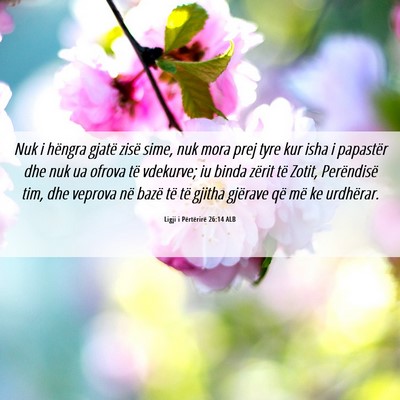 Picture 06 - Ligji i Përtërirë 26:14 ALB - Nuk i hëngra gjatë zisë sime, nuk mora prej - Bible Verse Picture