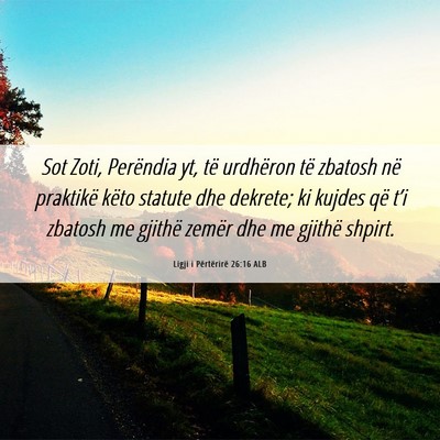 Picture 06 - Ligji i Përtërirë 26:16 ALB - Sot Zoti, Perëndia yt, të urdhëron të zbatosh - Bible Verse Picture