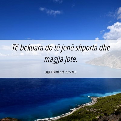 Picture 06 - Ligji i Përtërirë 28:5 ALB - Të bekuara do të jenë shporta dhe magjja - Bible Verse Picture