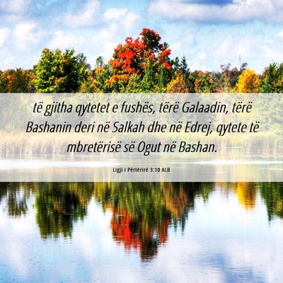 Picture 06 - Ligji i Përtërirë 3:10 ALB - të gjitha qytetet e fushës, tërë Galaadin, - Bible Verse Picture