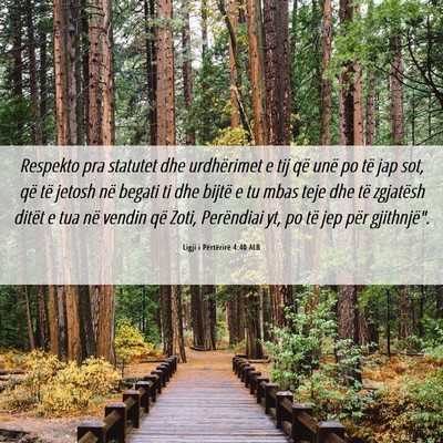 Picture 06 - Ligji i Përtërirë 4:40 ALB - Respekto pra statutet dhe urdhërimet e tij që - Bible Verse Picture