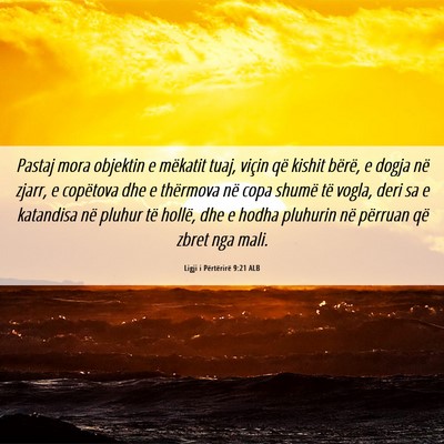 Picture 06 - Ligji i Përtërirë 9:21 ALB - Pastaj mora objektin e mëkatit tuaj, viçin që - Bible Verse Picture
