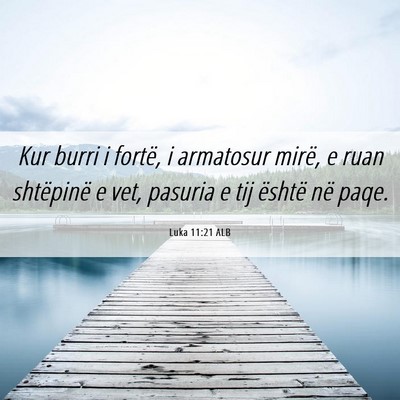 Picture 06 - Luka 11:21 ALB - Kur burri i fortë, i armatosur mirë, e ruan - Bible Verse Picture