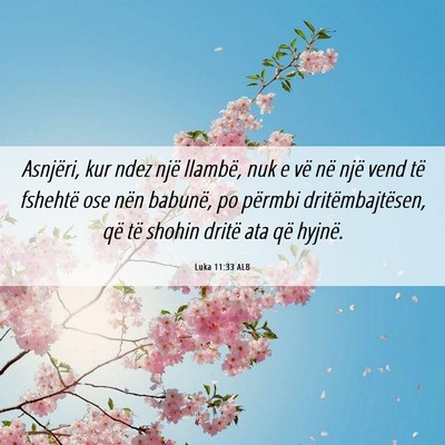 Picture 06 - Luka 11:33 ALB - Asnjëri, kur ndez një llambë, nuk e vë në - Bible Verse Picture