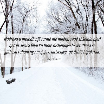 Picture 06 - Luka 12:1 ALB - Ndërkaq u mblodh një turmë me mijëra, saqë - Bible Verse Picture