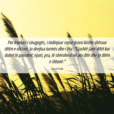 Picture 06 - Luka 13:14 ALB - Por kryetari i sinagogës, i indinjuar sepse - Bible Verse Picture