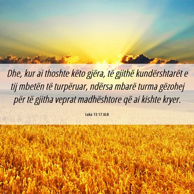 Picture 06 - Luka 13:17 ALB - Dhe, kur ai thoshte këto gjëra, të gjithë - Bible Verse Picture