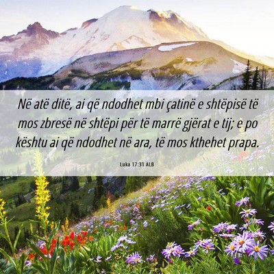 Picture 06 - Luka 17:31 ALB - Në atë ditë, ai që ndodhet mbi çatinë e - Bible Verse Picture