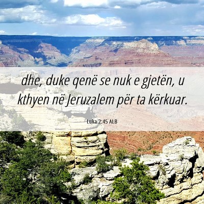 Picture 06 - Luka 2:45 ALB - dhe, duke qenë se nuk e gjetën, u kthyen në - Bible Verse Picture
