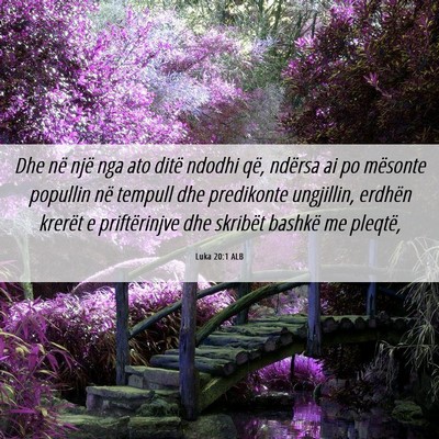 Picture 06 - Luka 20:1 ALB - Dhe në një nga ato ditë ndodhi që, ndërsa ai - Bible Verse Picture