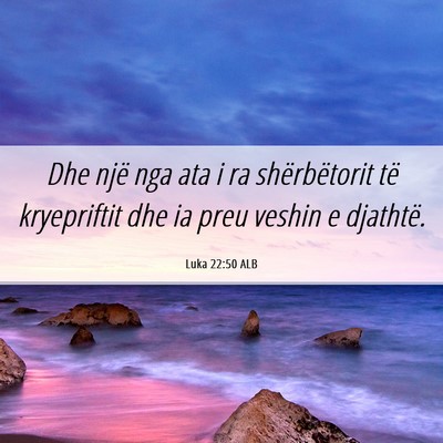 Picture 06 - Luka 22:50 ALB - Dhe një nga ata i ra shërbëtorit të - Bible Verse Picture