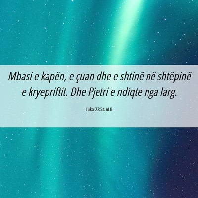 Picture 06 - Luka 22:54 ALB - Mbasi e kapën, e çuan dhe e shtinë në - Bible Verse Picture
