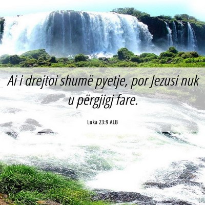 Picture 06 - Luka 23:9 ALB - Ai i drejtoi shumë pyetje, por Jezusi nuk u - Bible Verse Picture