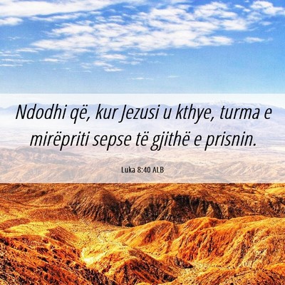 Picture 06 - Luka 8:40 ALB - Ndodhi që, kur Jezusi u kthye, turma e - Bible Verse Picture