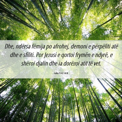 Picture 06 - Luka 9:42 ALB - Dhe, ndërsa fëmija po afrohej, demoni e - Bible Verse Picture