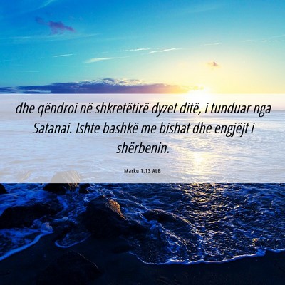 Picture 06 - Marku 1:13 ALB - dhe qëndroi në shkretëtirë dyzet ditë, i - Bible Verse Picture