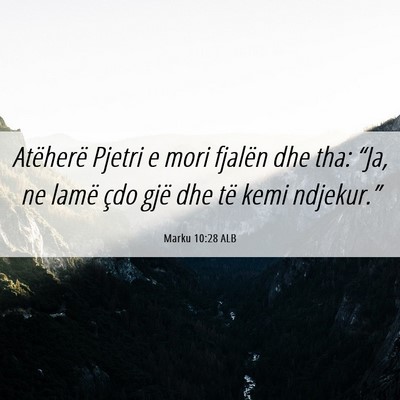 Picture 06 - Marku 10:28 ALB - Atëherë Pjetri e mori fjalën dhe tha: “Ja, - Bible Verse Picture