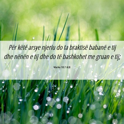 Picture 06 - Marku 10:7 ALB - Për këtë arsye njeriu do ta braktisë babanë - Bible Verse Picture