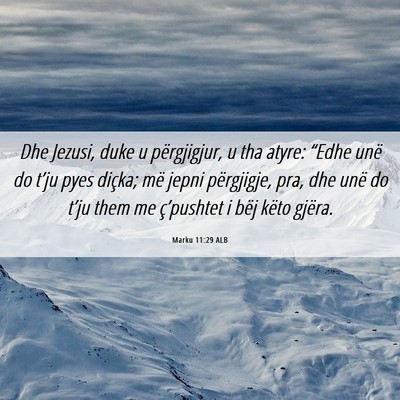Picture 06 - Marku 11:29 ALB - Dhe Jezusi, duke u përgjigjur, u tha atyre: - Bible Verse Picture