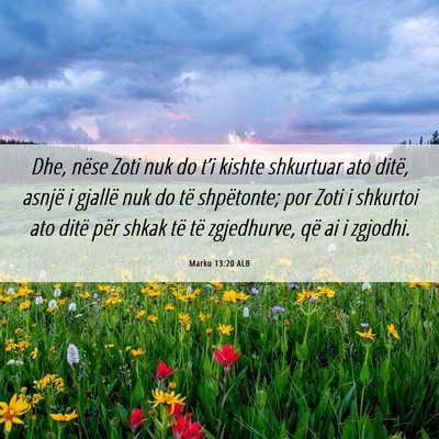 Picture 06 - Marku 13:20 ALB - Dhe, nëse Zoti nuk do t’i kishte shkurtuar ato - Bible Verse Picture