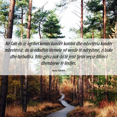 Picture 06 - Marku 13:8 ALB - Në fakt do të ngrihet kombi kundër kombit dhe - Bible Verse Picture