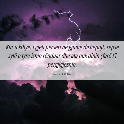 Picture 06 - Marku 14:40 ALB - Kur u kthye, i gjeti përsëri në gjumë - Bible Verse Picture