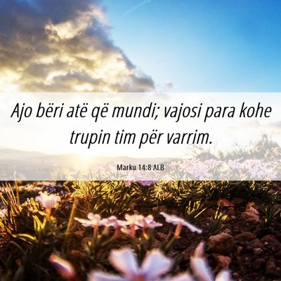 Picture 06 - Marku 14:8 ALB - Ajo bëri atë që mundi; vajosi para kohe trupin - Bible Verse Picture