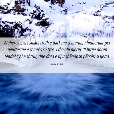Picture 06 - Marku 3:5 ALB - Atëherë ai, si i shikoi rreth e qark me - Bible Verse Picture