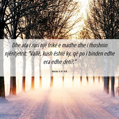 Picture 06 - Marku 4:41 ALB - Dhe ata i zuri një frikë e madhe dhe i thoshnin - Bible Verse Picture
