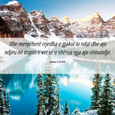 Picture 06 - Marku 5:29 ALB - Dhe menjëherë rrjedha e gjakut iu ndal dhe ajo - Bible Verse Picture