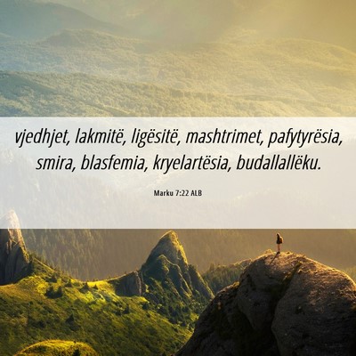 Picture 06 - Marku 7:22 ALB - vjedhjet, lakmitë, ligësitë, mashtrimet, - Bible Verse Picture