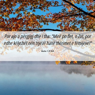 Picture 06 - Marku 7:28 ALB - Por ajo u përgjigj dhe i tha: “Mirë po flet, - Bible Verse Picture