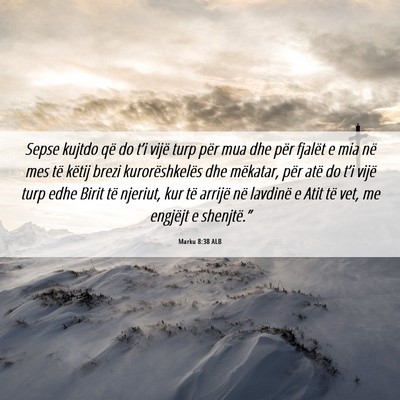 Picture 06 - Marku 8:38 ALB - Sepse kujtdo që do t’i vijë turp për mua dhe - Bible Verse Picture