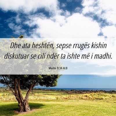 Picture 06 - Marku 9:34 ALB - Dhe ata heshtën, sepse rrugës kishin diskutuar - Bible Verse Picture