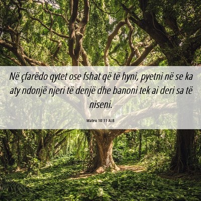 Picture 06 - Mateu 10:11 ALB - Në çfarëdo qytet ose fshat që të hyni, - Bible Verse Picture