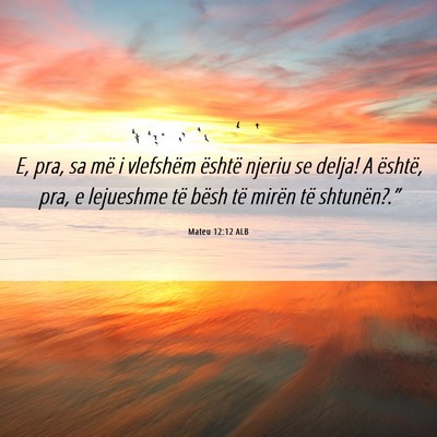 Picture 06 - Mateu 12:12 ALB - E, pra, sa më i vlefshëm është njeriu se - Bible Verse Picture