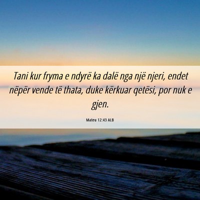 Picture 06 - Mateu 12:43 ALB - Tani kur fryma e ndyrë ka dalë nga një njeri, - Bible Verse Picture