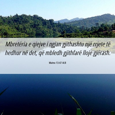 Picture 06 - Mateu 13:47 ALB - Mbretëria e qiejve i ngjan gjithashtu një - Bible Verse Picture