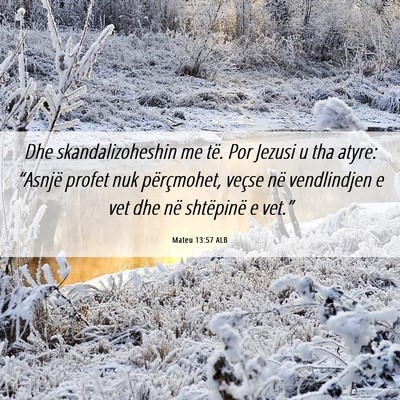 Picture 06 - Mateu 13:57 ALB - Dhe skandalizoheshin me të. Por Jezusi u tha - Bible Verse Picture