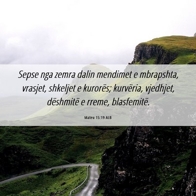 Picture 06 - Mateu 15:19 ALB - Sepse nga zemra dalin mendimet e mbrapshta, - Bible Verse Picture